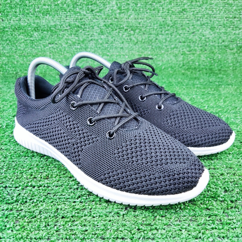 Pro Player Sneakers Womens 9 Black Knit Athletic Walking Shoes Low Top Lace Up